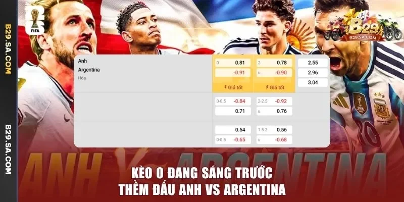 Kèo 0 đang sáng trước thềm đấu Anh vs Argentina